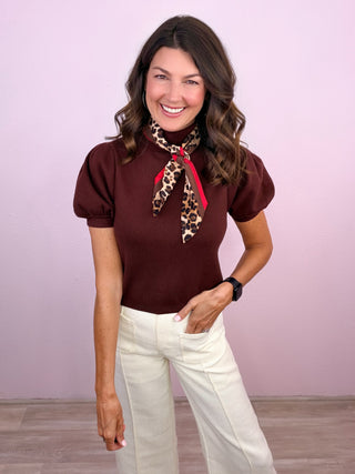 Chic Affair Sweater Top (Brown)