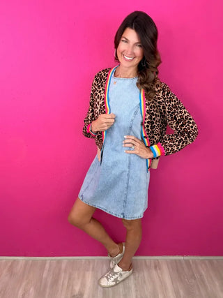 Washed Pinstripe Denim Dress