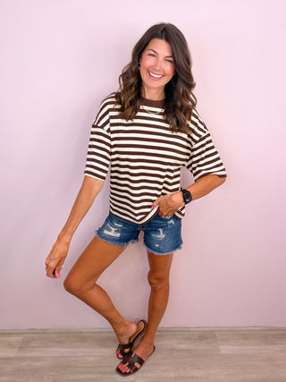 Casual Stripes Top (Brown/Cream)