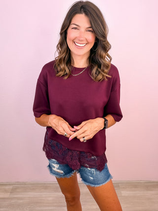 Lace Affair Top (Burgundy)