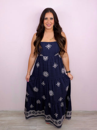 Border Print Maxi Dress