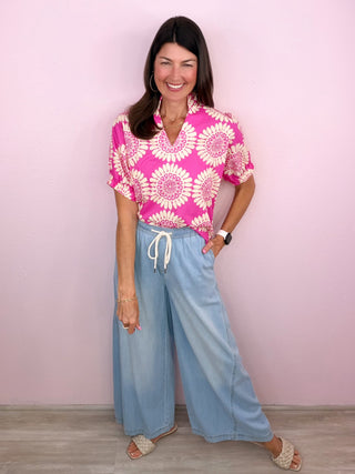 Mineral Washed Wide Leg Pants