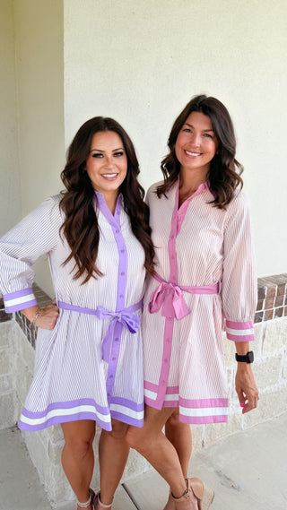 Sweet & Striped Dress (Lavender)