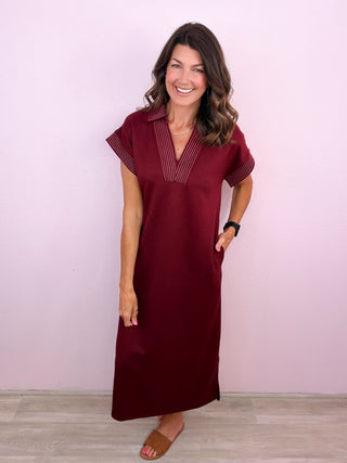 Effortlessly Elevated Midi Dress (Wine)