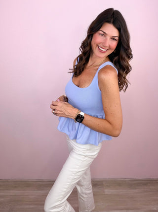 Darling Days Peplum Top (Blue)