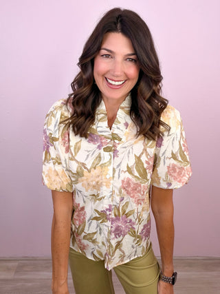 Golden Hour Floral Top (Ecru)