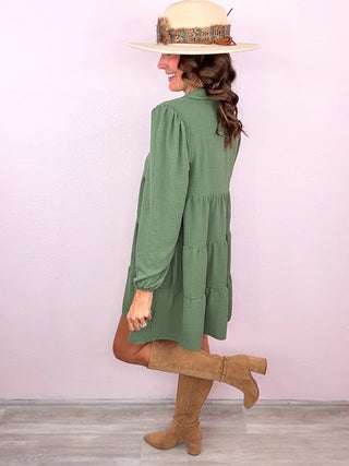 Sweet Solid Collared Dress