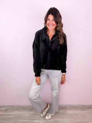 Faux Fur Half Zip Pullover