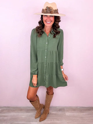 Sweet Solid Collared Dress