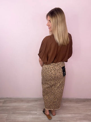 RISEN Leopard Midi Skirt