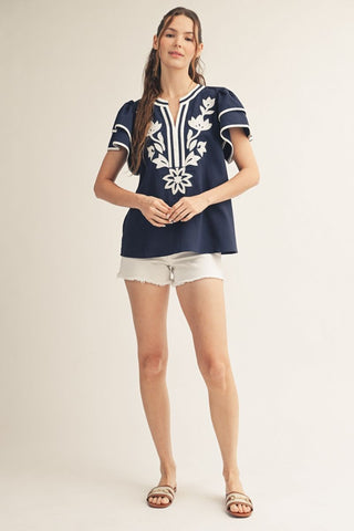 Beautifully Detailed Top (Navy)