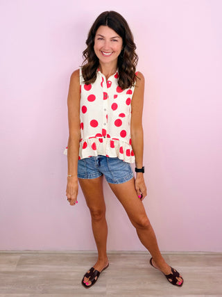 Sweet Spot Polka Dot Top (Red)