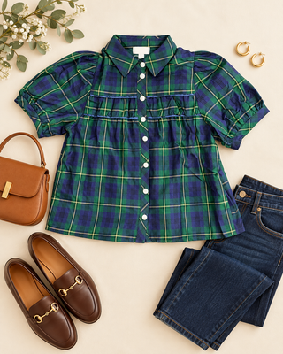 Plaid & Proper Top - Navy
