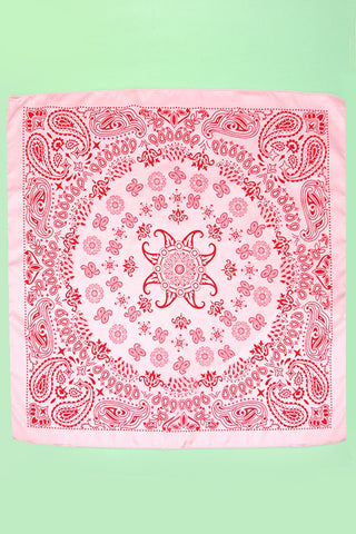 Pink & Red Paisley Bandana Print Scarf