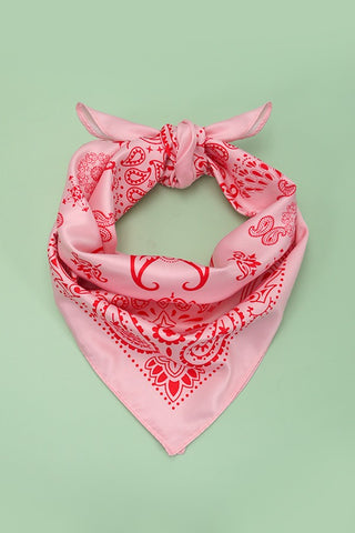 Pink & Red Paisley Bandana Print Scarf