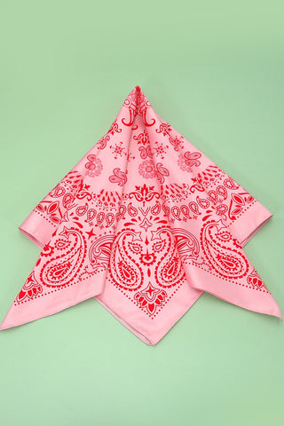 Pink & Red Paisley Bandana Print Scarf