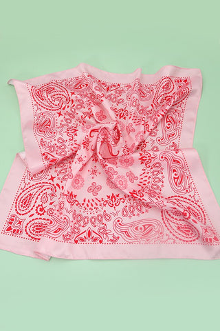 Pink & Red Paisley Bandana Print Scarf