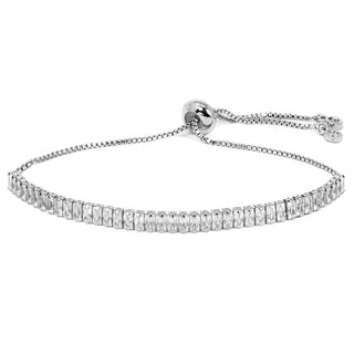 Rhinestone :Line Chain" Adjustable Tennis Bracelet