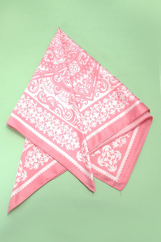 Pink Paisley Bandana Print Scarf
