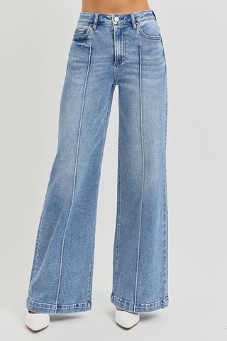 RISEN Pintuck Wide Leg Denim