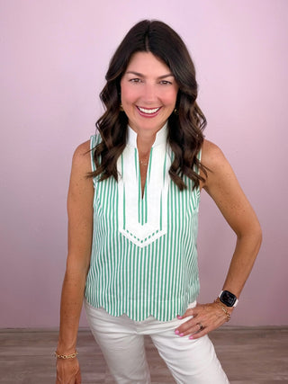 Preppy Stripe Scallop Top