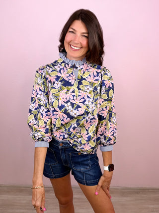 Petals & Pinstripes Top