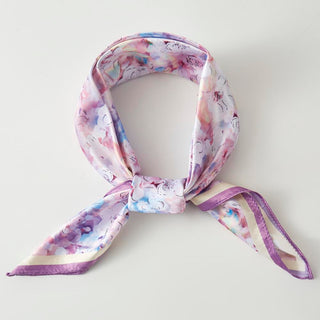 Soft Bloom Silk Scarf (Purple)