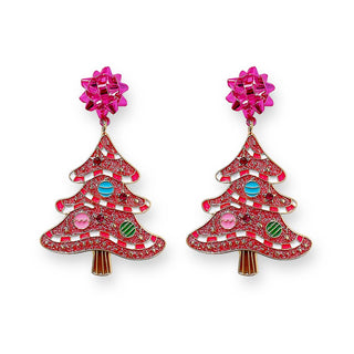 The Pretty in Pink Christmas Tree Earrings