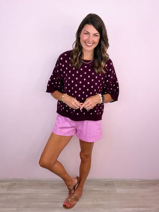 Dot to Dot Sweater (Burgundy)