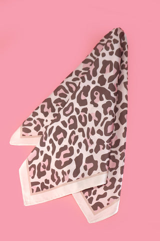 Leopard Silky Square Bandana Neck Scarf