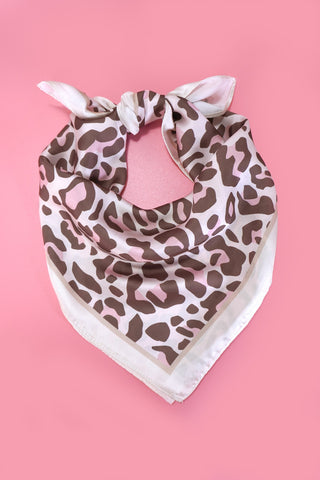 Leopard Silky Square Bandana Neck Scarf