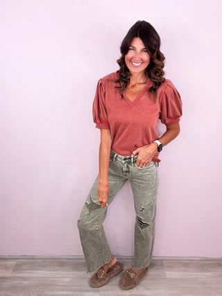 MICA Olive Wide Leg Denim