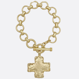 Hammered Cross Toggle Water Resistant Bracelet