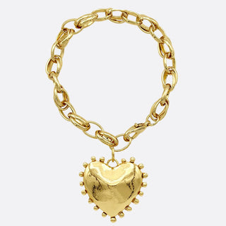 Metal Link Chain Heart Charm Water Resistant Bracelet