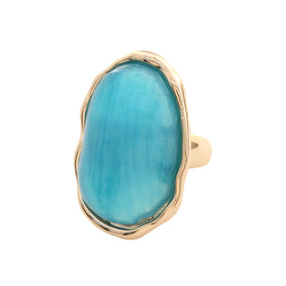 Oval Color Gemstone Metal Ring