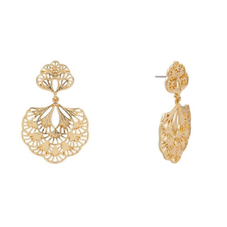 Metal Ginkgo Dangle Earrings