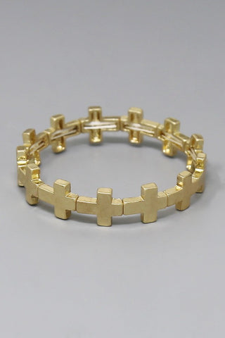 Cross Beaded Stretch Bracelet