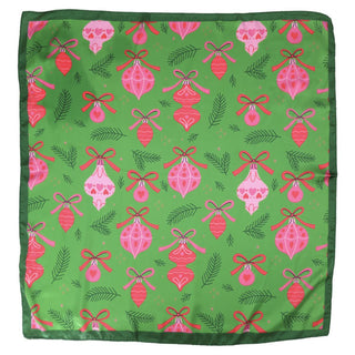 Green and Pink Ornament Silky Scarf