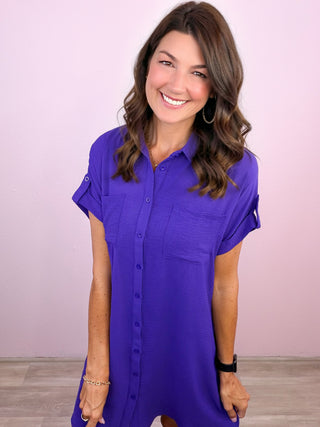 All Agendas Shirt Dress (Purple)