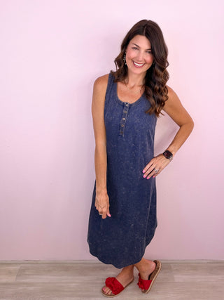 Simple Style Midi Dress (Navy)