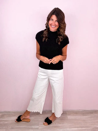 ENTRO Eyelet Wide Leg Denim