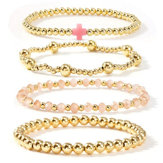 Multi Bead Cross Stretch Arm Party Bracelet
