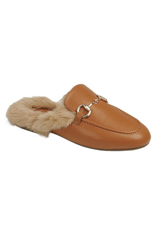 Fur Lined Leather Mule