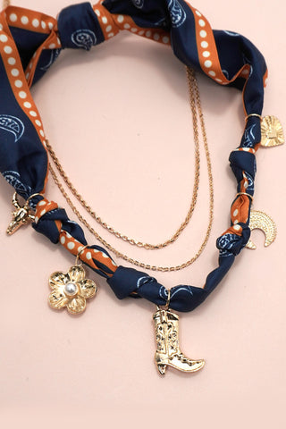 Let's Go Girls Bandana Western Charm Necklace