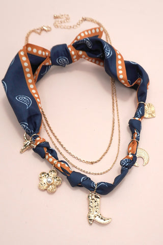 Let's Go Girls Bandana Western Charm Necklace