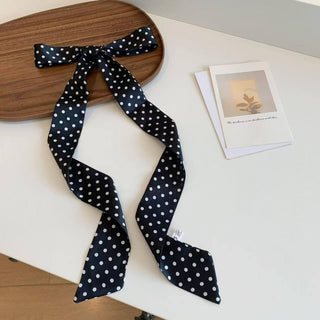 Soft Silky Polka Dot Skinny Twilly Scarf