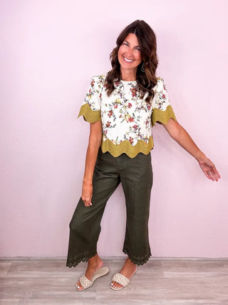 ENTRO Eyelet Wide Leg Denim