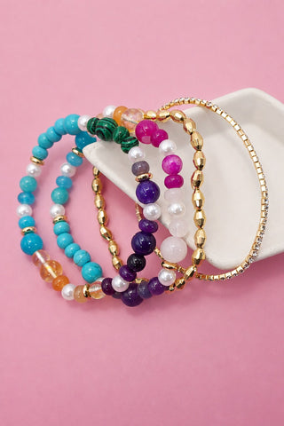 Multi Colored Glass Beaded Bracelet