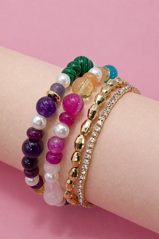 Multi Colored Glass Beaded Bracelet