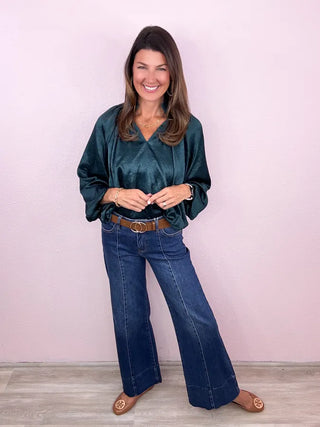 RISEN Tummy Control Wide Flare Denim